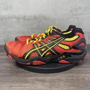 Asics Gel Resolution 5 Mens Size 7.5 Shoes Red Yellow Black Tennis Walking